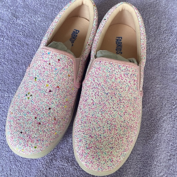 Sparkly Pink Canvas Kids Slip-On Shoes with Light-Up Soles Girls 5 - Picture 6 of 12